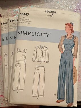 BN UNCUT SIMPLICITY 8447 U5 PLUS SIZE SEWING PATTERNS OVERALLS BIBS